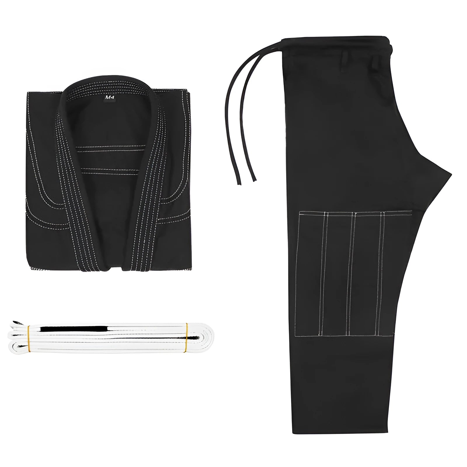 Thin Brazilian Jiu-jitsu gi set in cotton blend fabric showing complete training uniform