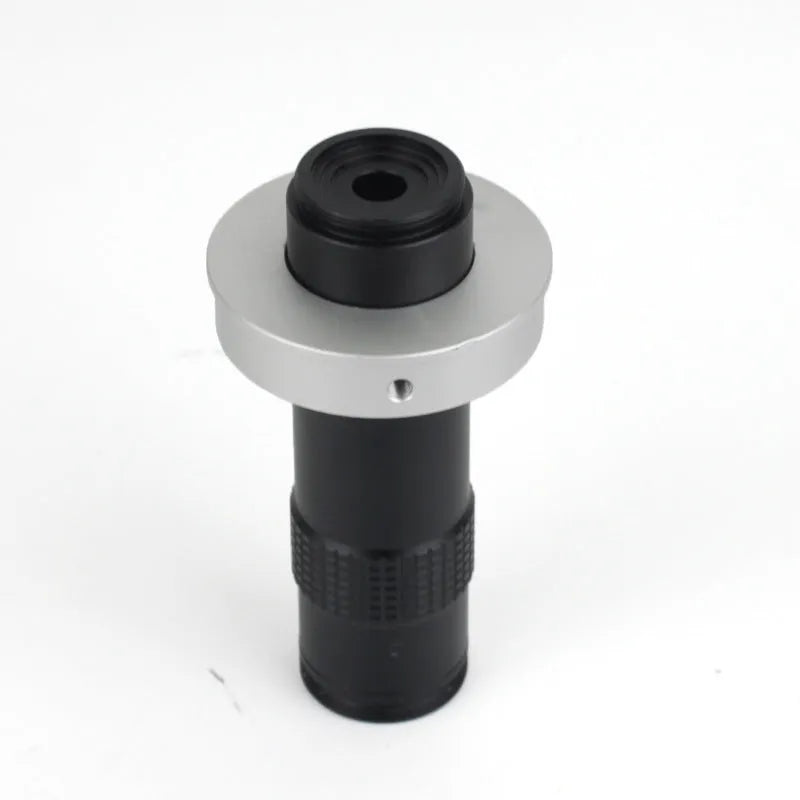 Black anodised aluminium industrial camera monocular lens for machine vision with 130x magnification range