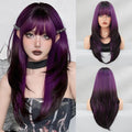 Vanilla green long straight women's wig with bangs measuring 63cm made from domestic silk