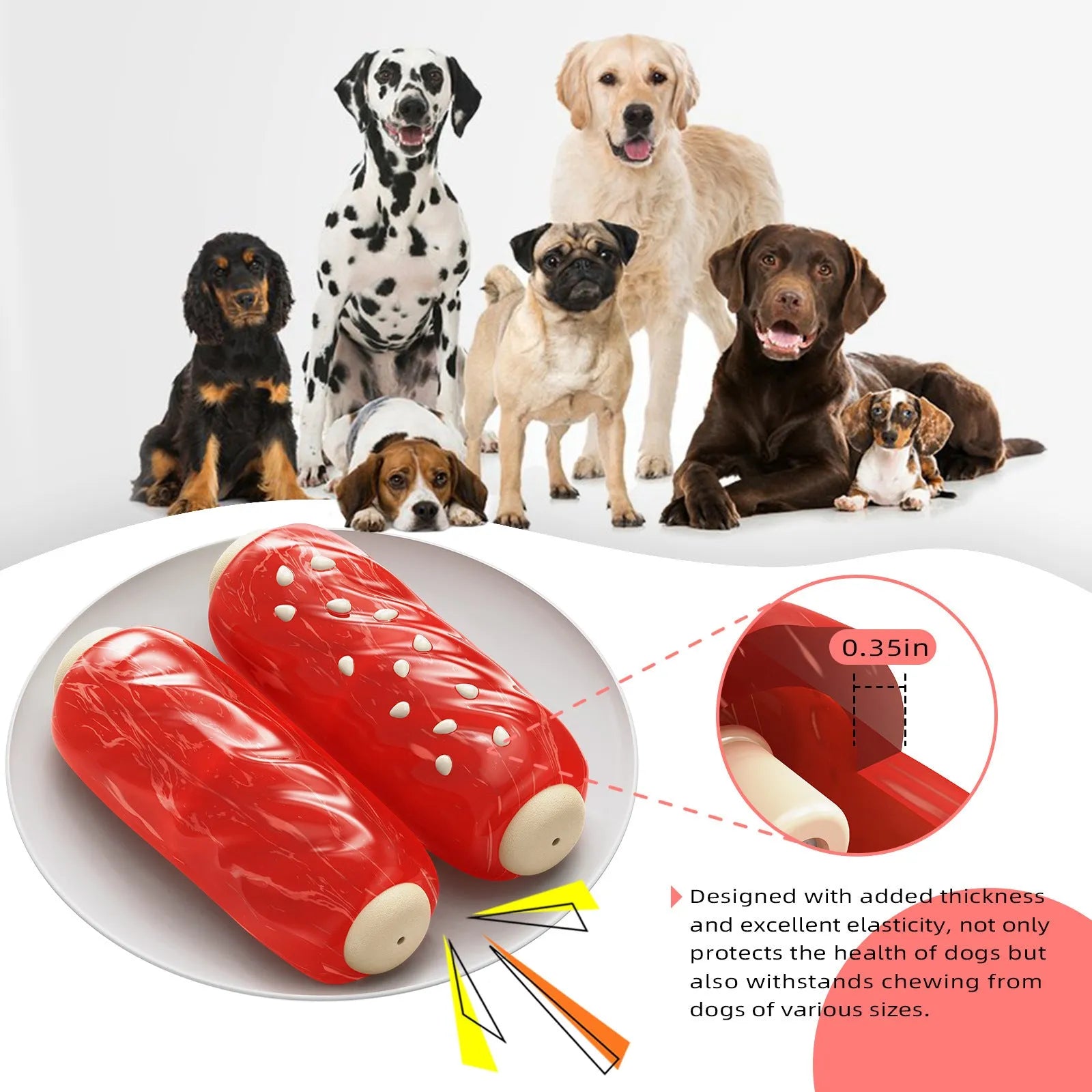 White plastic bone-shaped molar rod dog chew toy for small breeds.