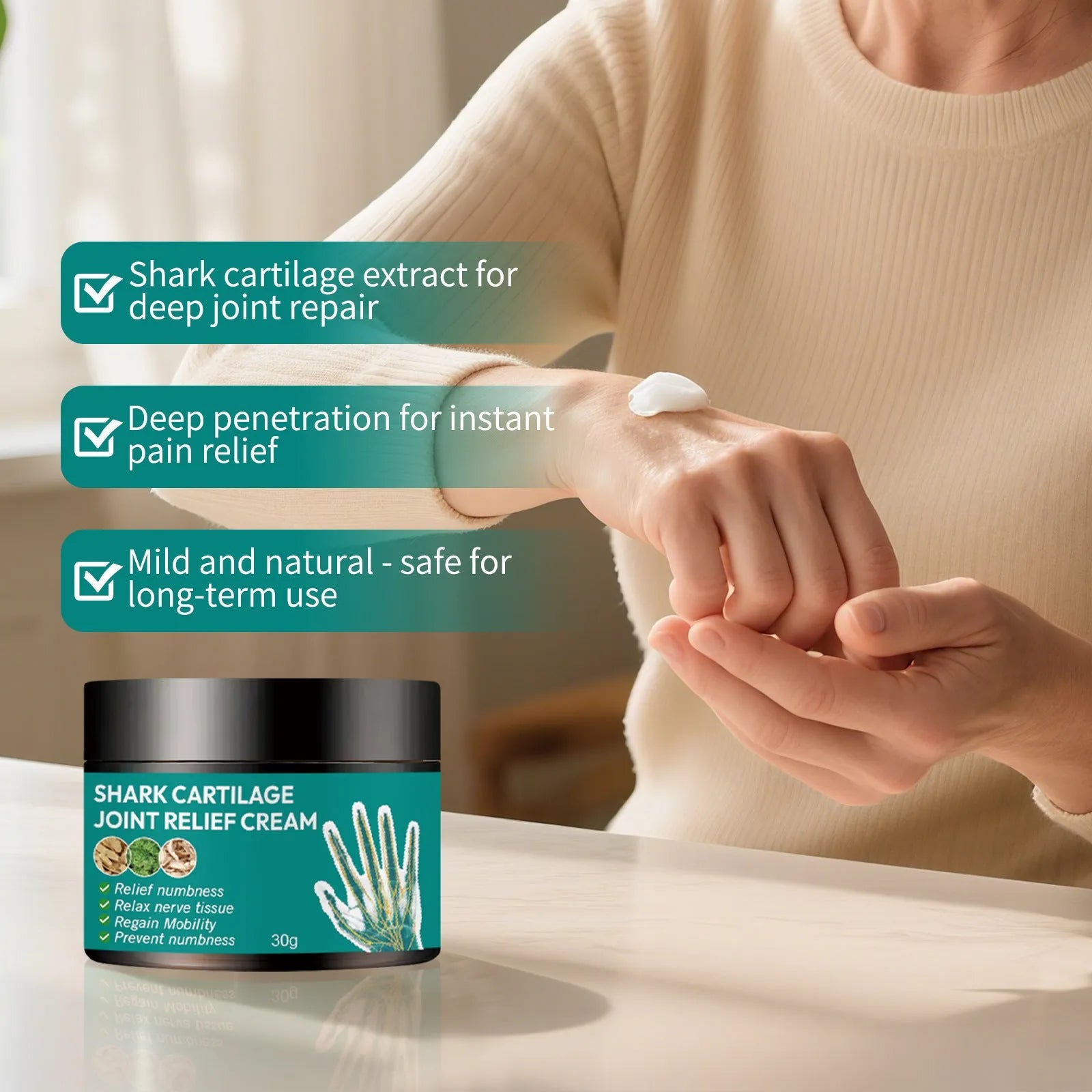 30g tube of joint neck cream for moisturising knee relief suitable for family use