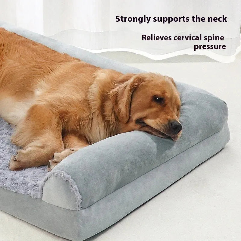 Light grey cloth indoor kennel for a large dog, showing its soft fabric construction and enclosed design.