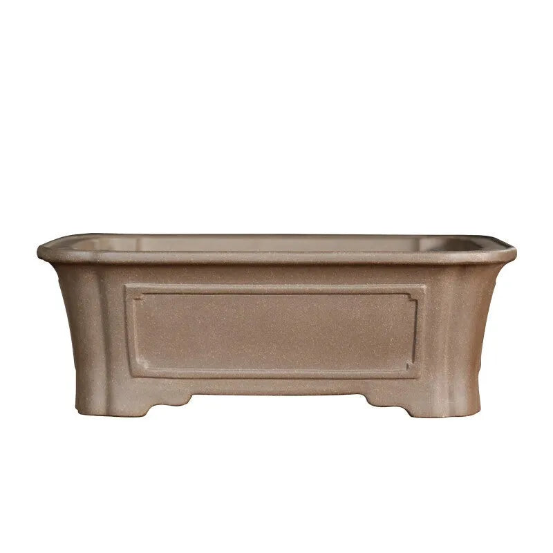 Purple sand rectangular antique bonsai planter with corner-cutting detail
