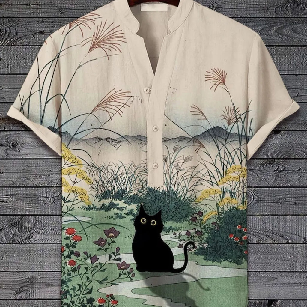 Men's short sleeve shirt with a 3D digital animal print graphic on the front.
