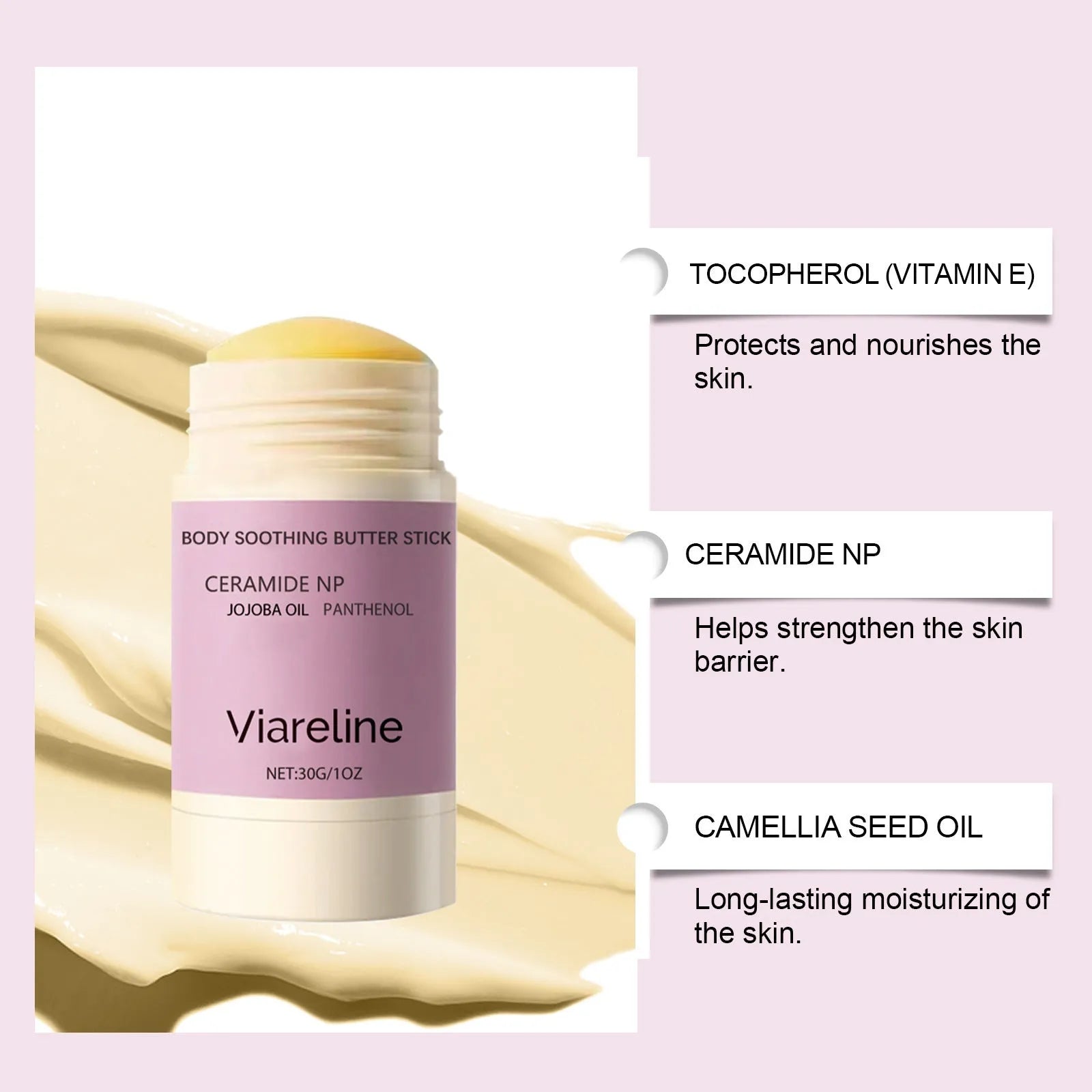 Anti-wrinkle firming body soothing stick 30g with natural oils and ceramide NP
