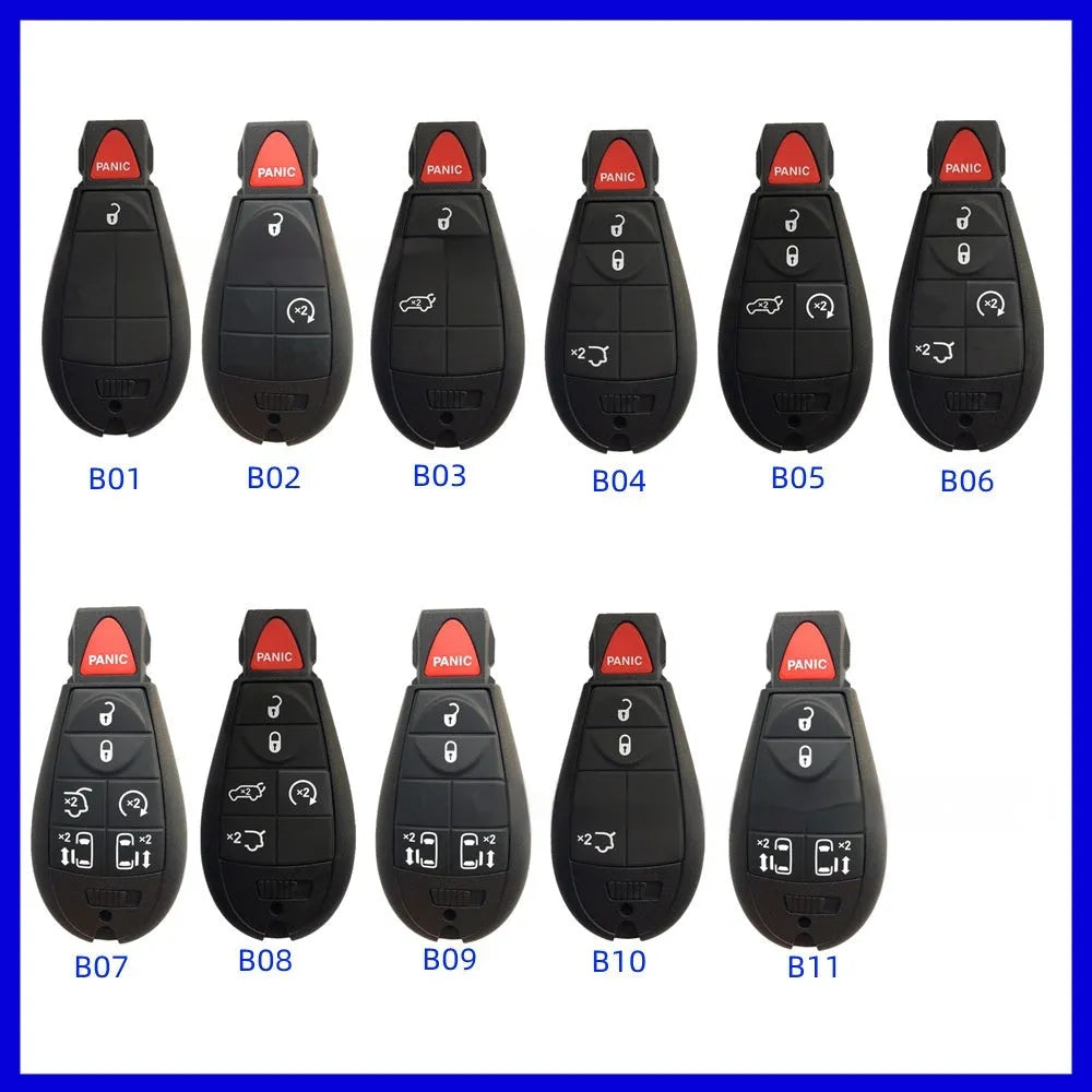 ABS brass automotive key shell for Dodge and Chrysler remote key fobs, dimensions 85mm by 42mm.