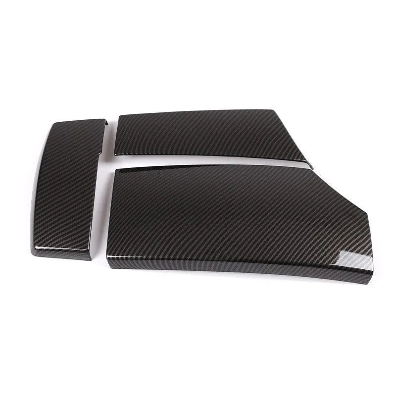 Three ABS carbon fibre pattern armrest box protective covers for car centre console