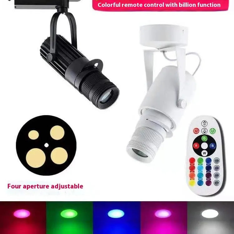 Black surface-mounted LED spotlight with aluminium shell for restaurant atmospheric lighting