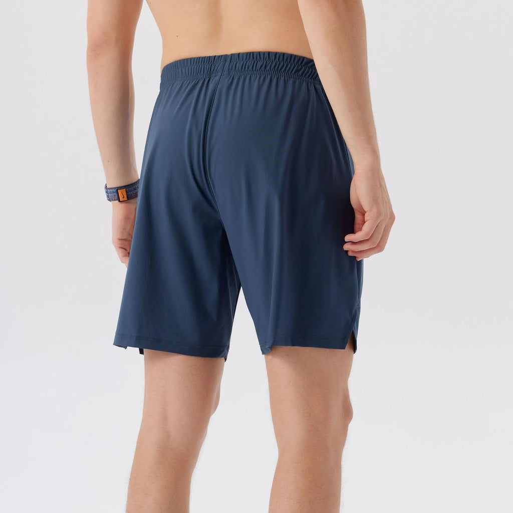 Men's black ice silk sports shorts with mid waist and shorts length for athletic wear