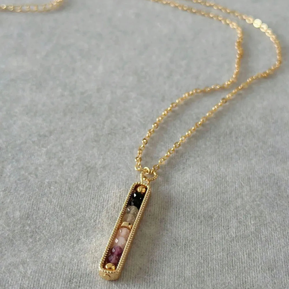 Alloy heart pendant necklace women transparent colour O-shaped chain 41-50cm