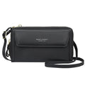 Soft PU leather ladies long wallet with double zipper and diagonal strap in colour selection
