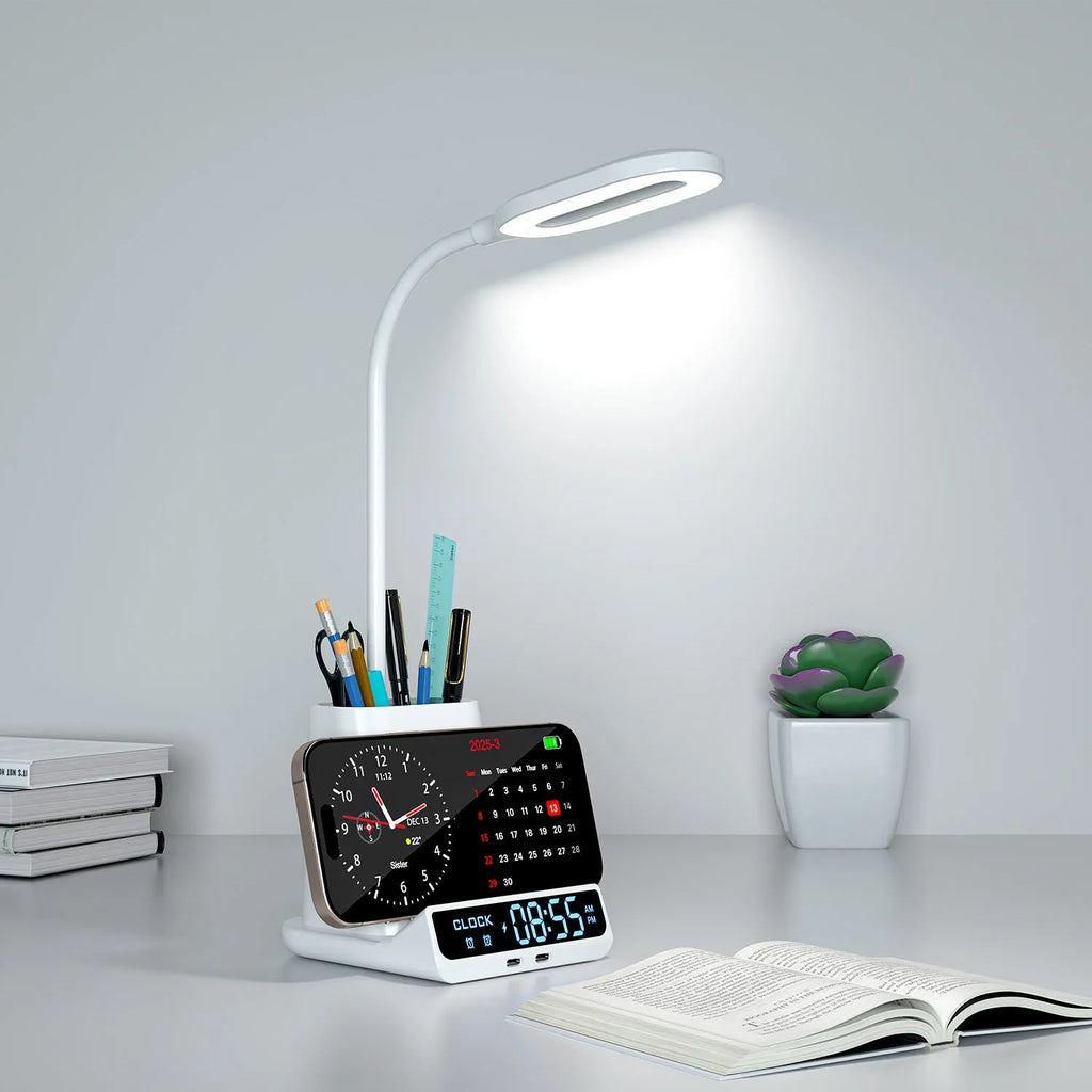 Wireless charging desk lamp with storage box in modern simplicity style