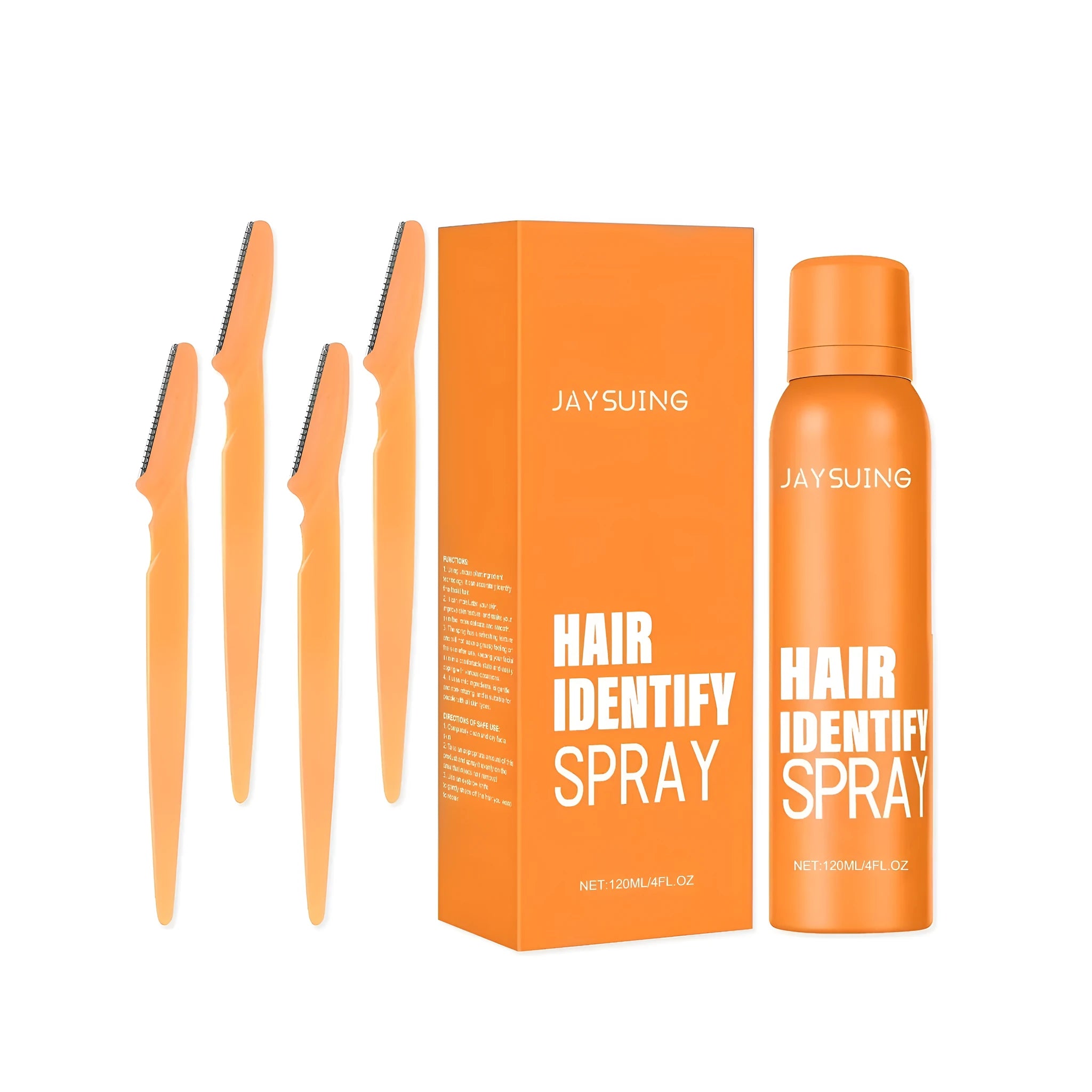 120ml bottle of non-irritating facial hair removal spray with spray nozzle.