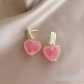 Women's heart-shaped peach detail candy stud earrings in alloy, blue and pink colour options
