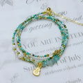 Xiaomi turquoise round beads adjustable bracelet with three-ring pull-out clasp in Korean style design