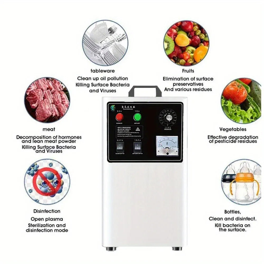 Fruit and vegetable ozone generator machine in stainless steel or white casing with 20g/h output