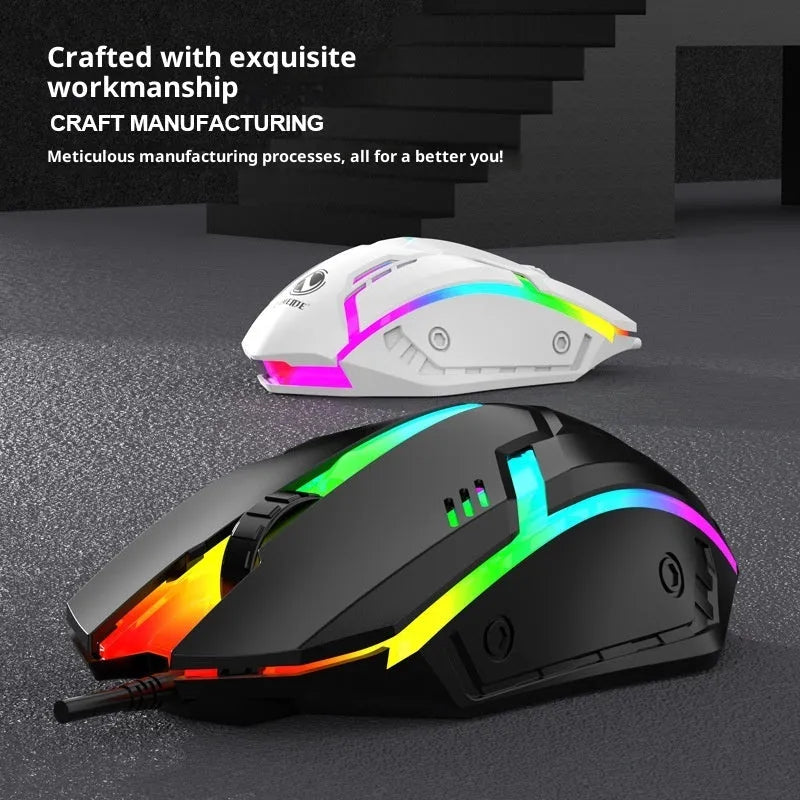 E-sports weighted wired mouse USB large photoelectric black white desktop laptop
