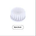 Cordless electric cleaning brush with rotating scrubber head and multiple brush attachments