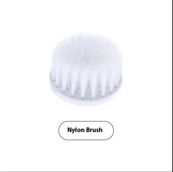 Cordless electric cleaning brush with rotating scrubber head and multiple brush attachments