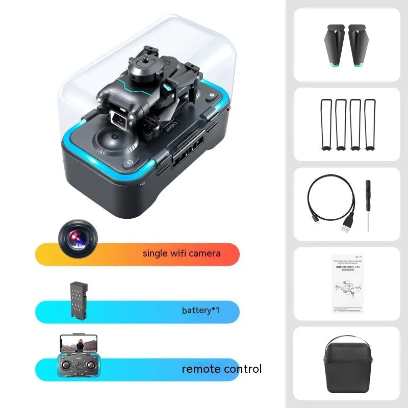 Black four-axis obstacle avoidance aerial photography drone under 30cm with dual camera