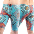 Men's loose five-point swimming trunks in green or navy blue, quick-drying nylon construction with polyester lining