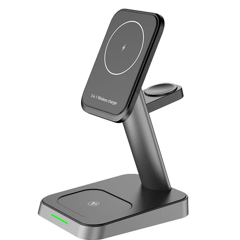 Black vertical wireless phone charger with watch charging pad and 10000mAh battery