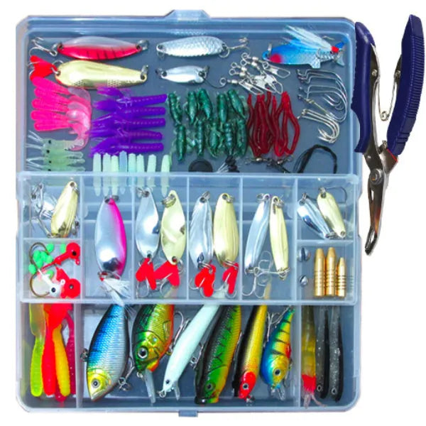 132-piece multi-function fishing lure bait set with plastic and high carbon steel construction