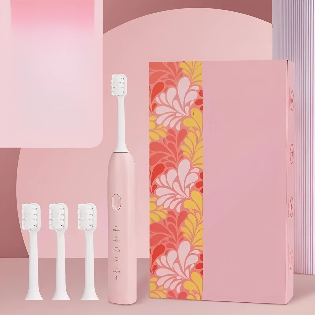Yellow rechargeable electric toothbrush with small duck design, soft bristles, and USB charging port.