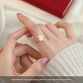 925 sterling silver jade hare ring with round shape and adjustable opening on white background