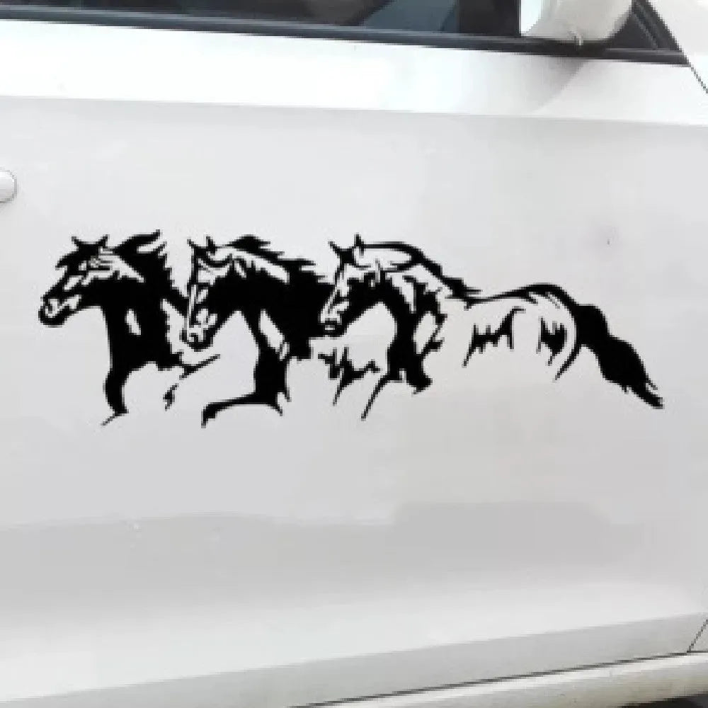 Three Horses automotive decal sticker showing steed design in four colour options