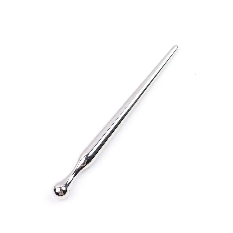 Silver metal urethral horse eye stick stimulation plug with graduated round beads