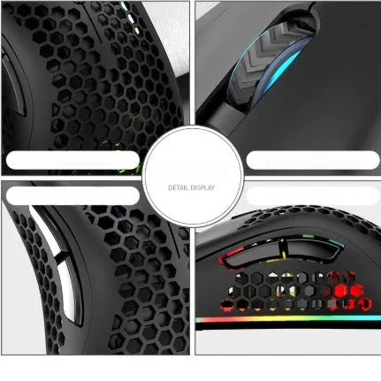 BM600 hollow-out wireless gaming mouse with luminous charging in cyan, black, or white colours.
