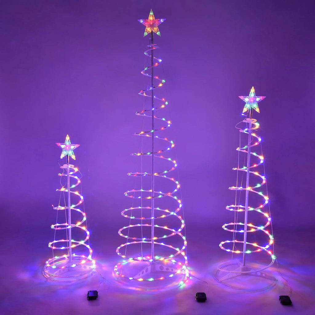 6FT LED spiral Christmas tree lights with remote control for indoor and outdoor festive decoration