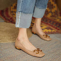 Wanwan Lei style Mary Jane pumps with metal flat decoration, square toe, and super high heel