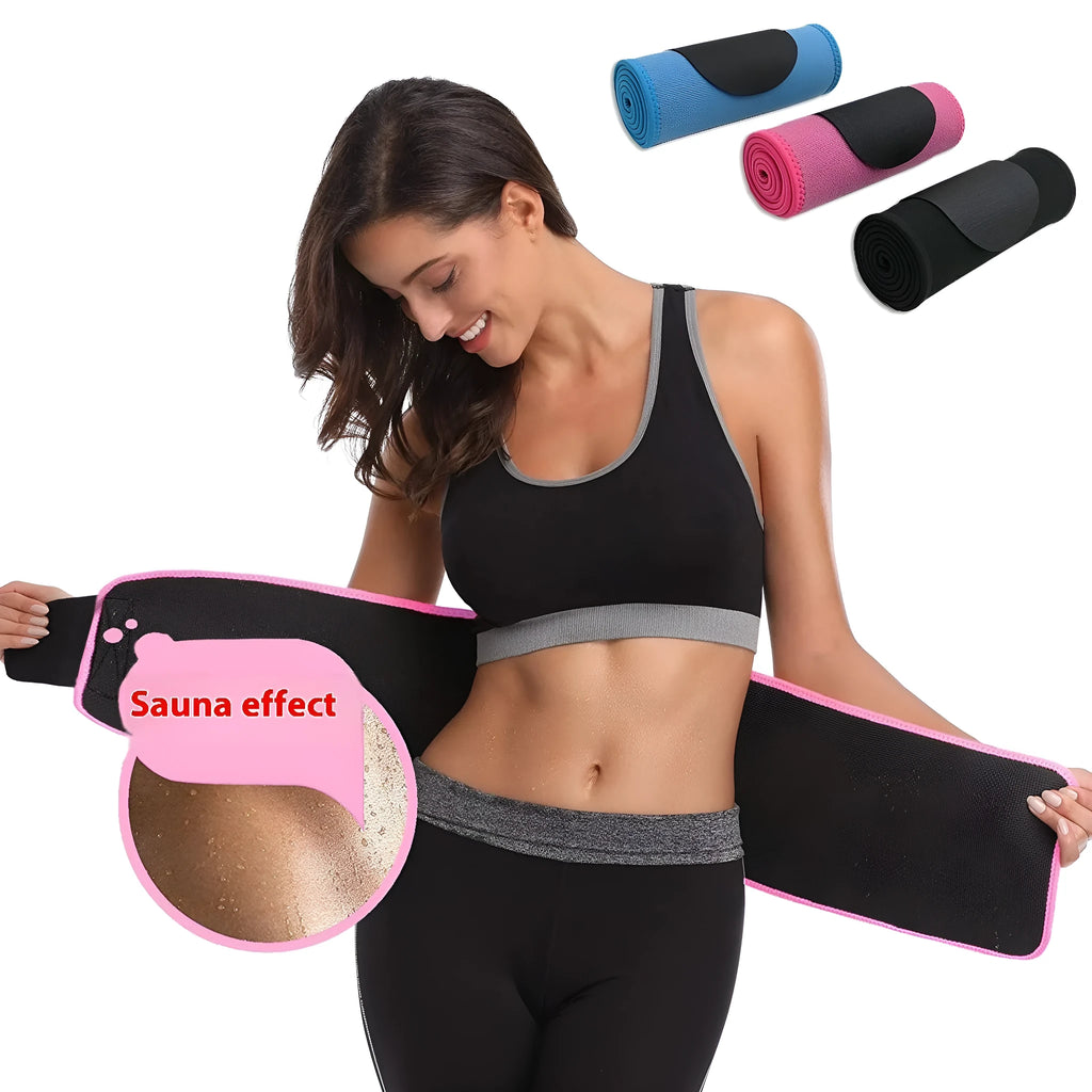 Neoprene lumbar support fitness belt in black, blue, or pink for waist protection.