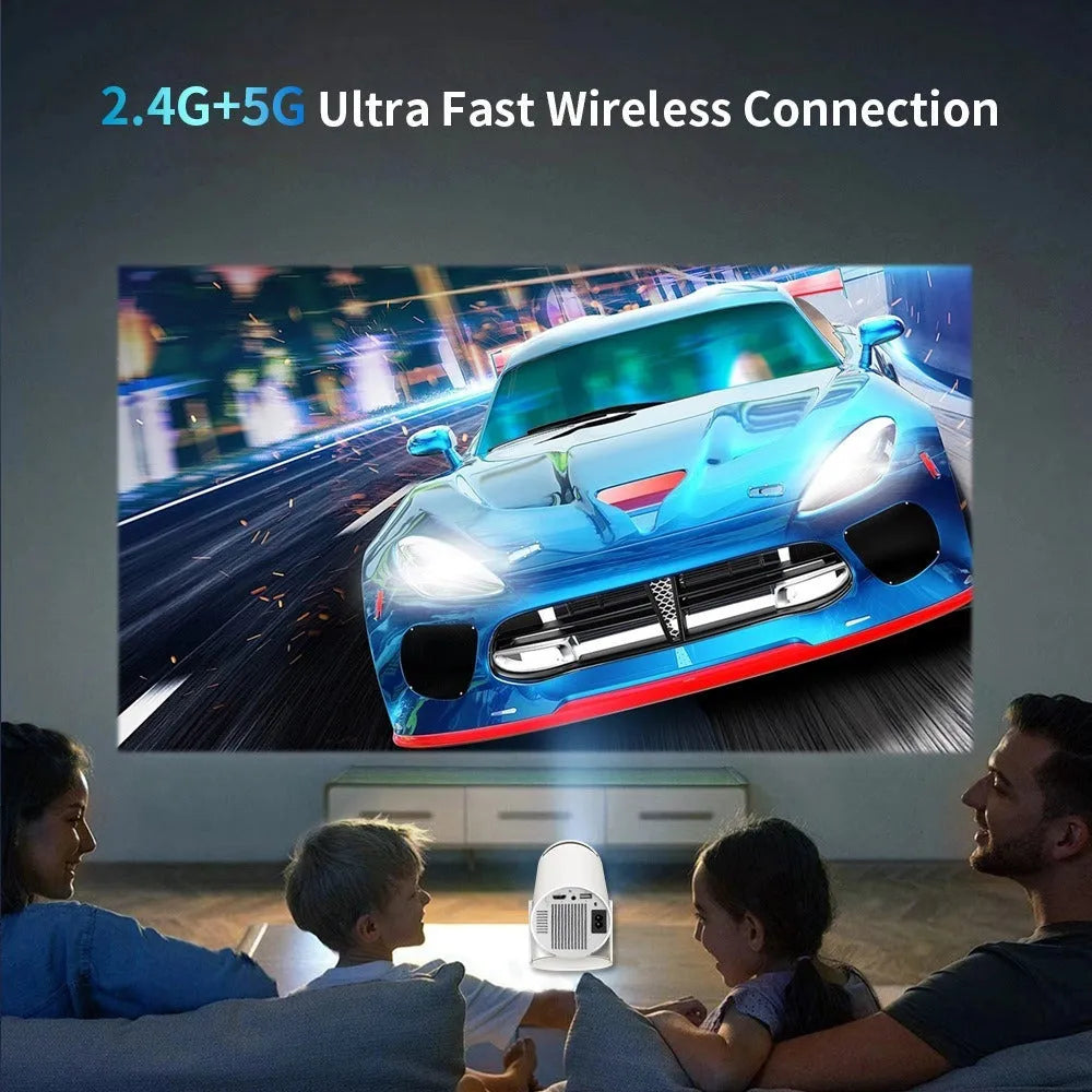 White Barrel X10 PLUS portable projector with gamepad and remote control for home cinema and gaming