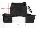 Black DSLR camera rain cover with elastic edges protecting long lens from rainfall