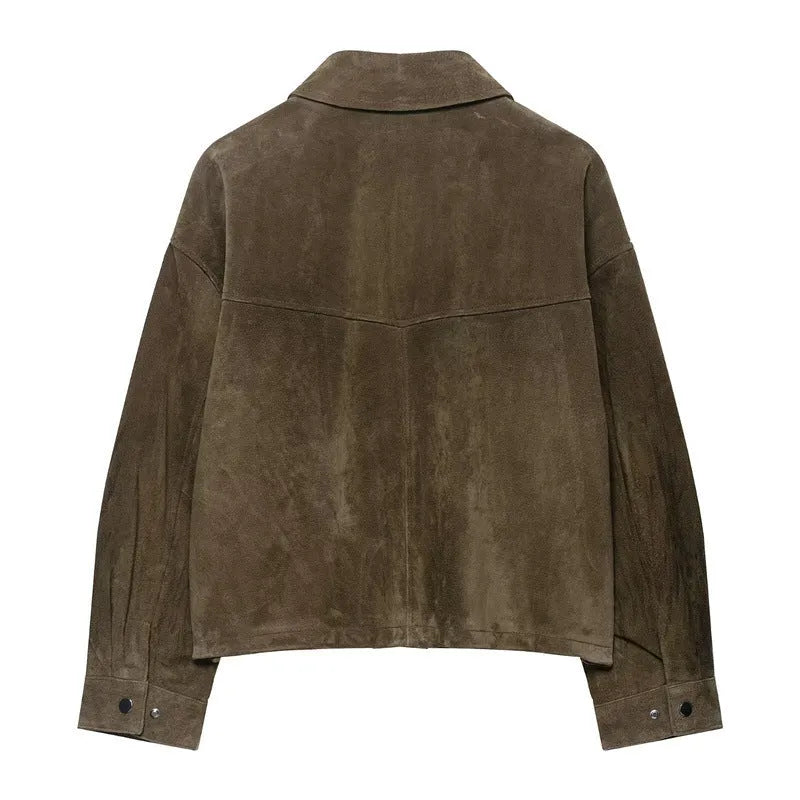 Women's medium thickness PU fabric jacket in Japanese Korean casual style
