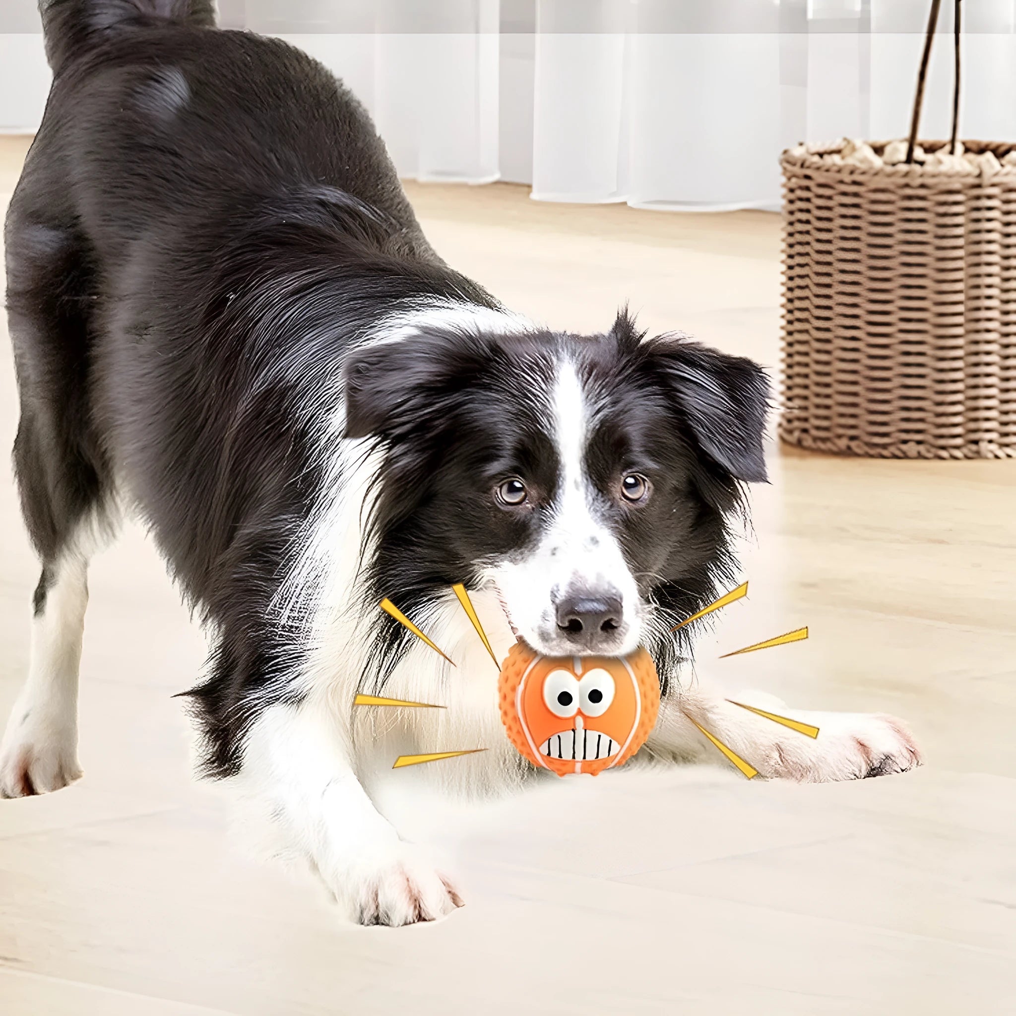 Green orange yellow smile face latex dog balls squeaky pet toy for small medium dogs cats