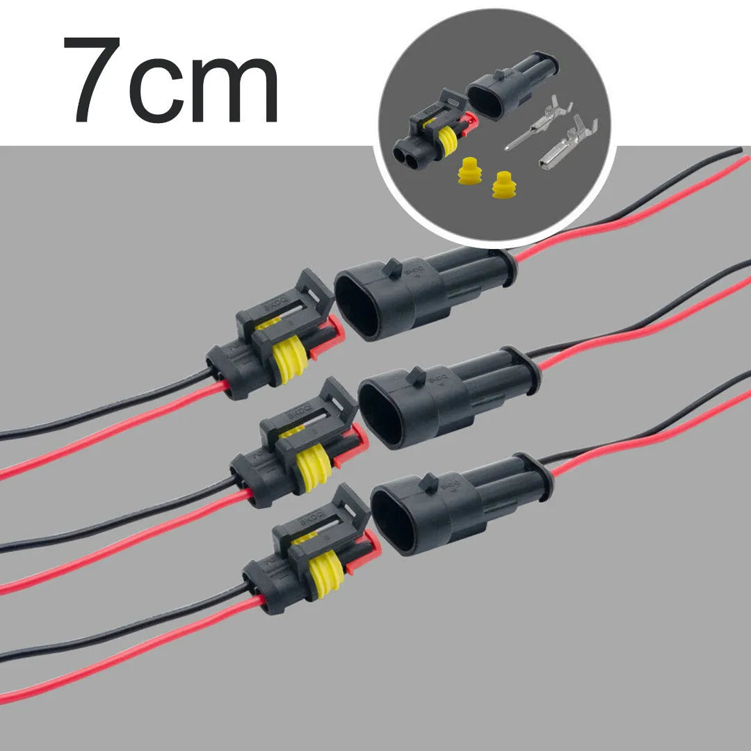 Pack of 10 waterproof 2 pin car connectors with copper core and 7cm cable