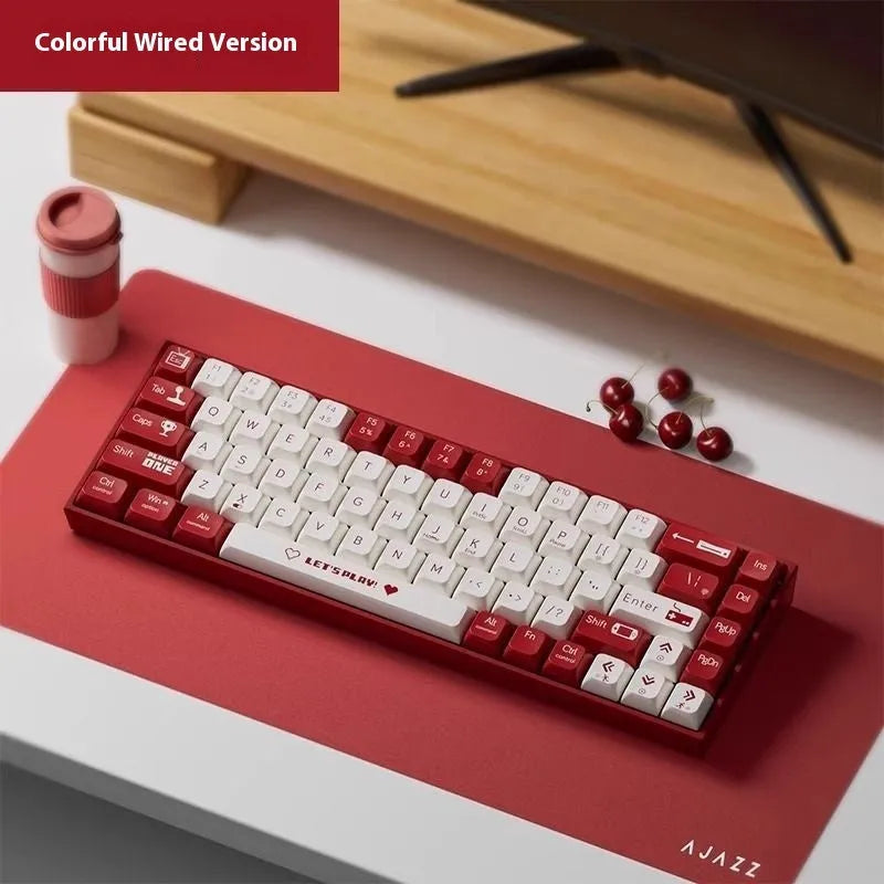 AJAZZ AK680 wired mechanical keyboard with hot-swappable switches in red and white colour scheme.