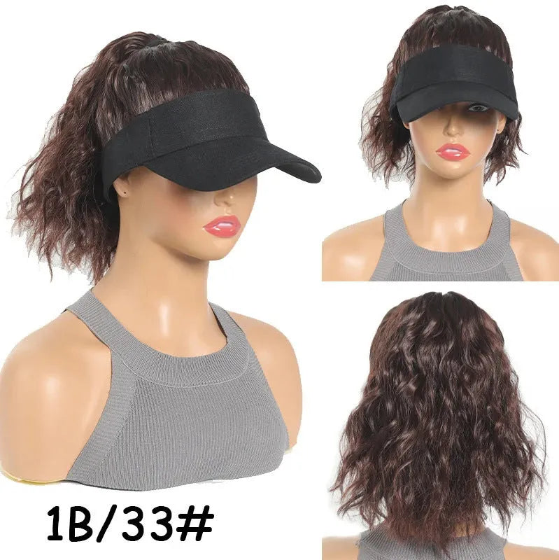 Women's domestic silk short wig with horse tail waves roll hood in various natural colours