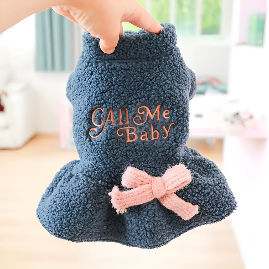 Polyester berber fleece pet skirt for dogs and cats in baby letter print design