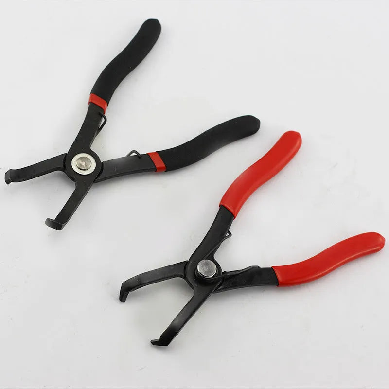 Interior round nail removal pliers with red PVC handles and 30-degree jaws