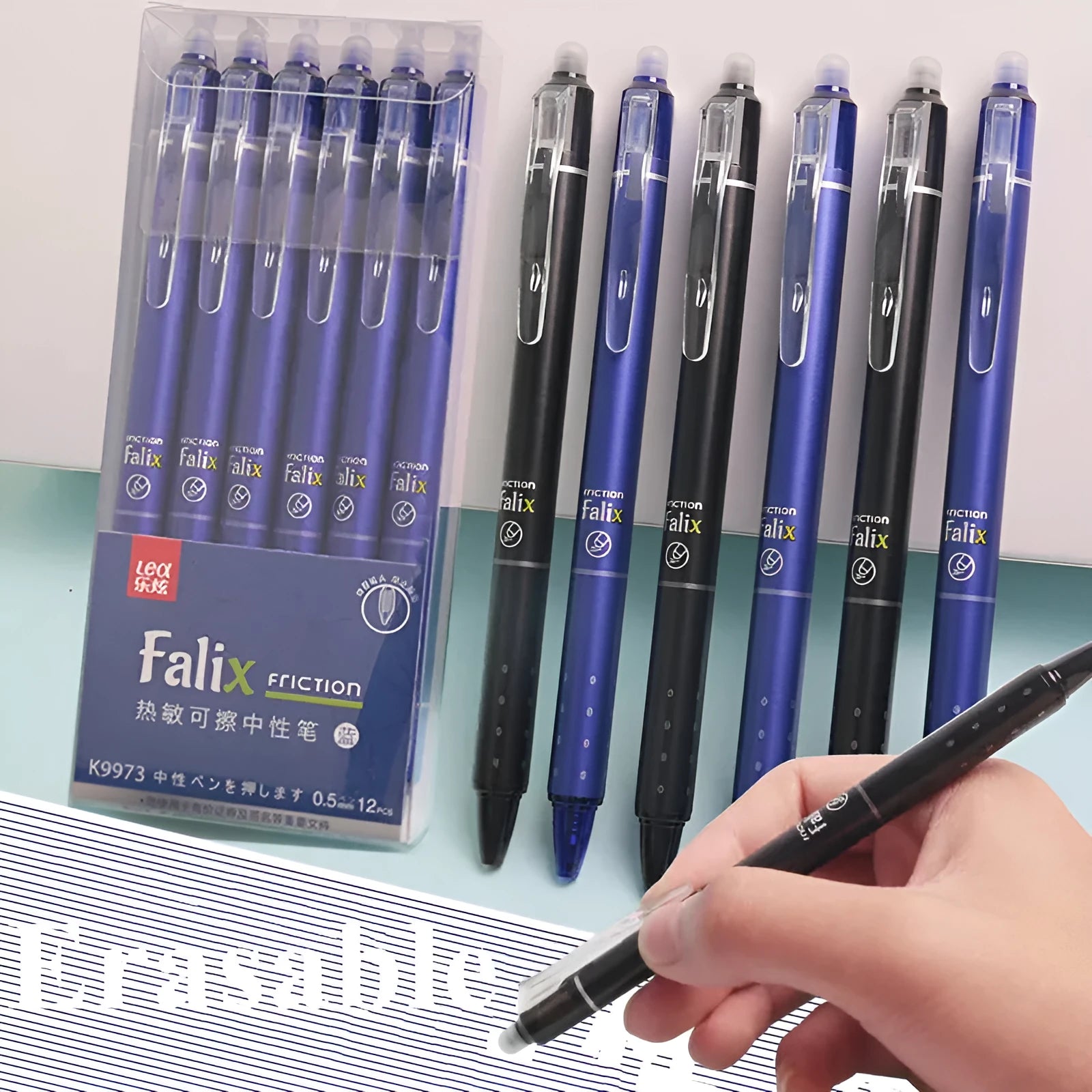Hot Erasable Push Gel Pen 0.5mm with plastic casing and stainless steel nib