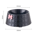 Decorative pet bowl with diamond pattern and bowknot decoration in multiple colour options
