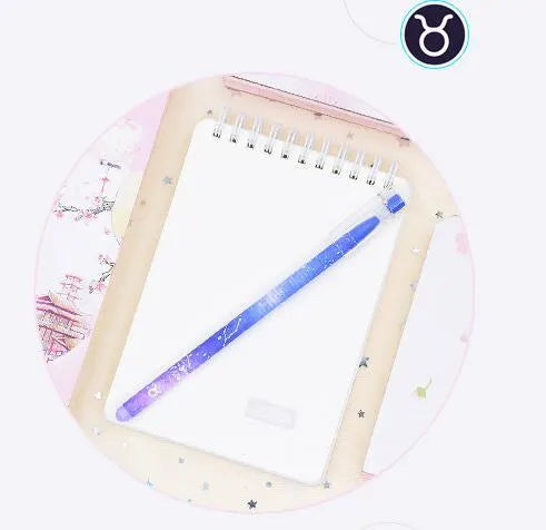 Box containing 12 constellation-themed quick-drying gel pens with plastic barrels