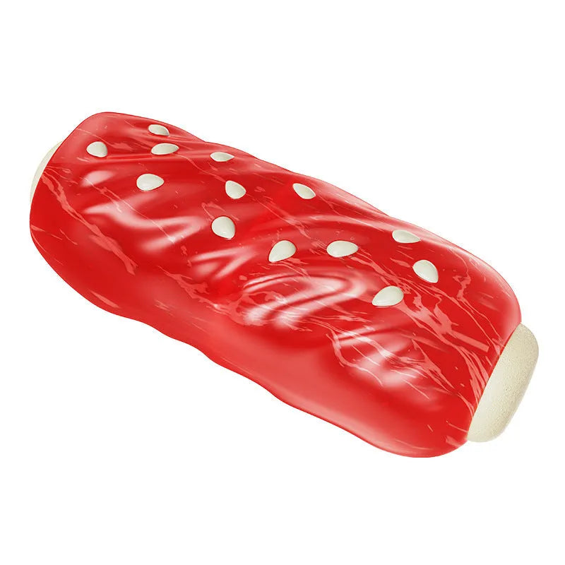 White plastic bone-shaped molar rod dog chew toy for small breeds.