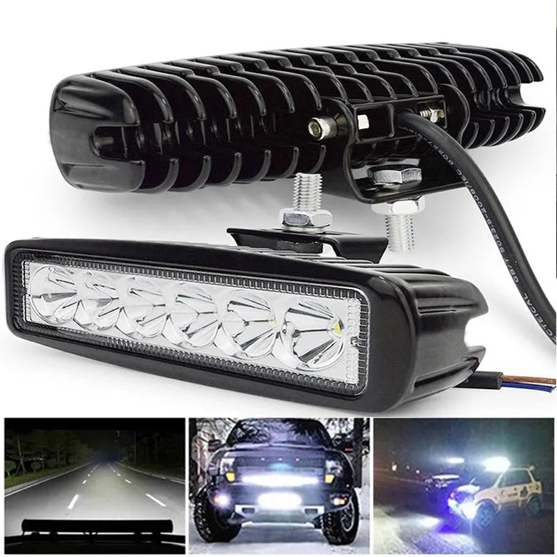 Black zigzag pattern 18W LED auxiliary spotlight for vehicle daytime running lights.