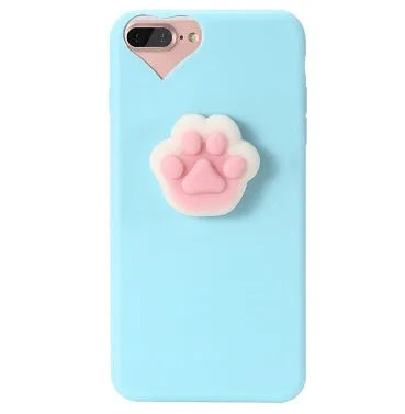 3D cartoon cat design on soft silicone iPhone case showing raised cat motif